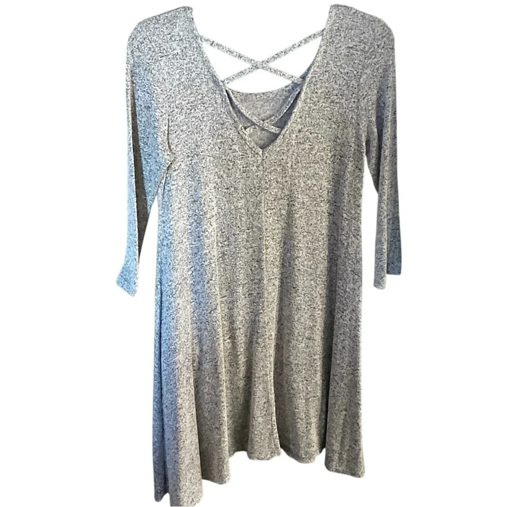 Pinc Swing Dress / Tunic Crisscross Cut Out Back Heathered Gray Women's Size Med